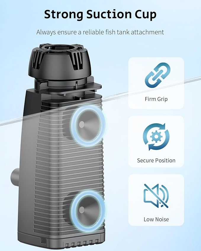 Pawfly 80 GPH 4 W Aquarium Surface Skimmer for Fish Tanks up to 92 Gallons, Aquarium Oil Film Processor, Fish Tank Filter with Bio Sponge & Suction Cups, Fish Tank Oil Skimmer, Oil Film Remover