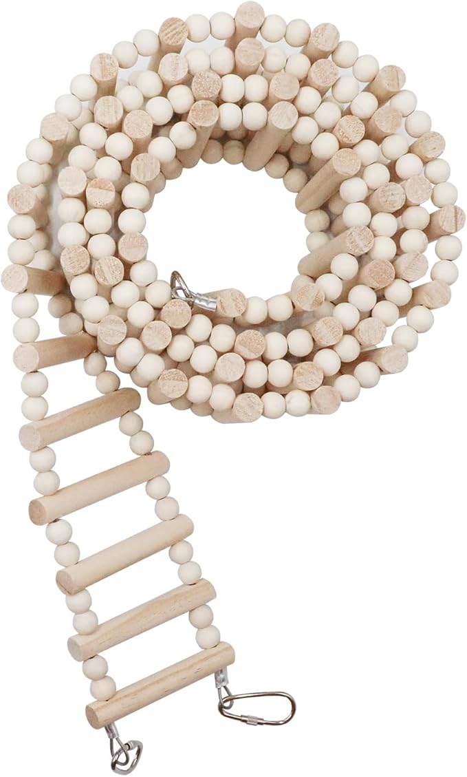 Rat Ladder Bridge Toy, Rat Climbing Toys, Natural Wooden Hamster Ladder Bridge Toy, Cage Accessories for Bird Parrot Cockatiel Sugar Gliders - 54 Steps - 74.6 x 3.14 Inch