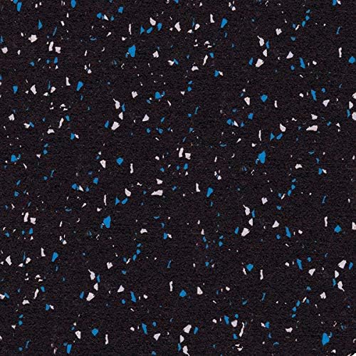 American Floor Mats 1/4in (7mm) Thick 10% Blue/Grey 4' x 8' Heavy Duty Rubber Rolls, Protective Exercise Mats, Home Gym Rubber Flooring