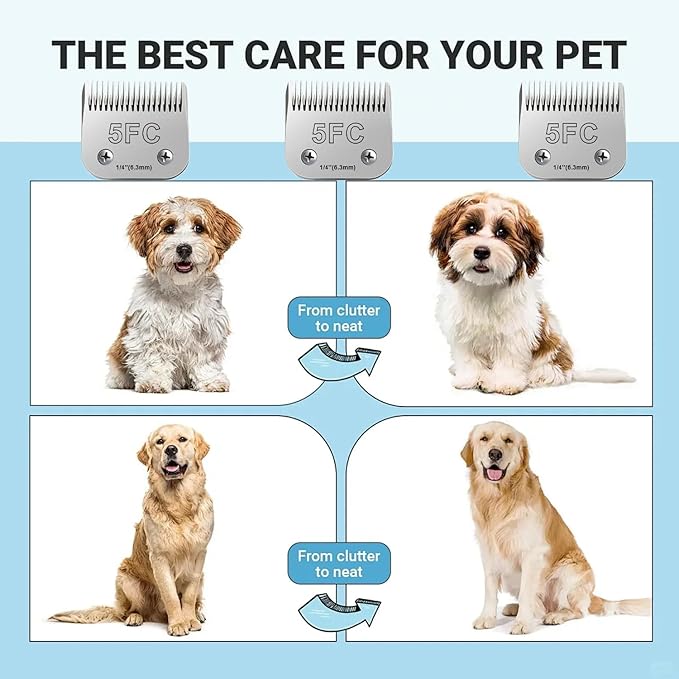 10 Blades for Dog Grooming Blades Compatible with Andis,Oster A5,Wahl km10 Dog Clippers,Size-#10, 1/16-Inch Cut Length (4PCS-#3FC+4FC+5FC+7FC)