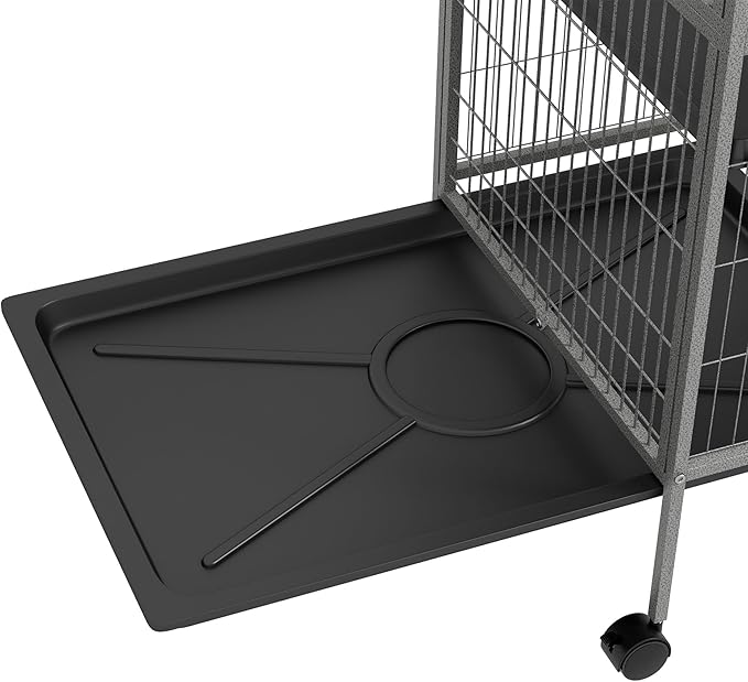 PawHut 63" 6-Tier Small Animal Cage, Ferret Cage, Large Chinchilla Cage with Hammock Accessory & Heavy-Duty Steel Wire, Small Animal Habitat with 6 Doors, Removable Tray, Gray