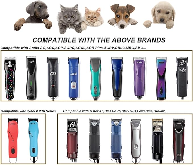 Wide Blades for Dog Grooming Blades Compatible with Andis Dog Clippers,5FW Dog Clipper Blades Compatible with Oster A5,Wahl km10 Dog Clippers for Horse Dog Cat Animals,Stainless-Steel Blade Sharp