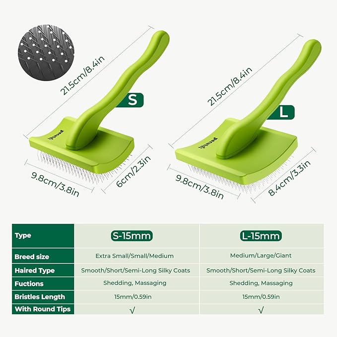Pecute Slicker Brush for Dogs Cats with Air-Cushion and Soft Pins, Dog Brush for Shedding Massaging Grooming, Lightweight Cat Brush with Pet Comb, Gently Removes Loose Fur Undercoat