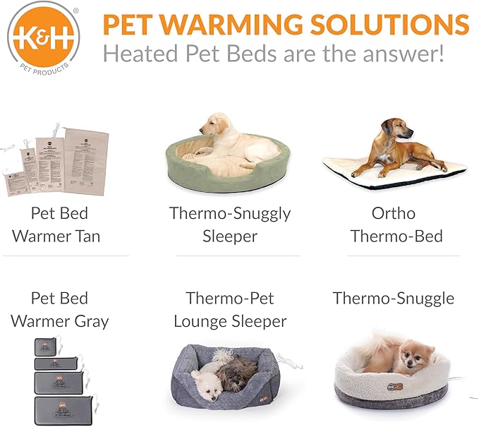 K&H Pet Products Pet Bed Warmer, Turn Any Pet Bed Into a Heated Cat or Dog Bed, Waterproof Indoor Heated Warming Pad Insert, Automatic Temperature, Safety Listed - Large 23.75 X 11in Tan