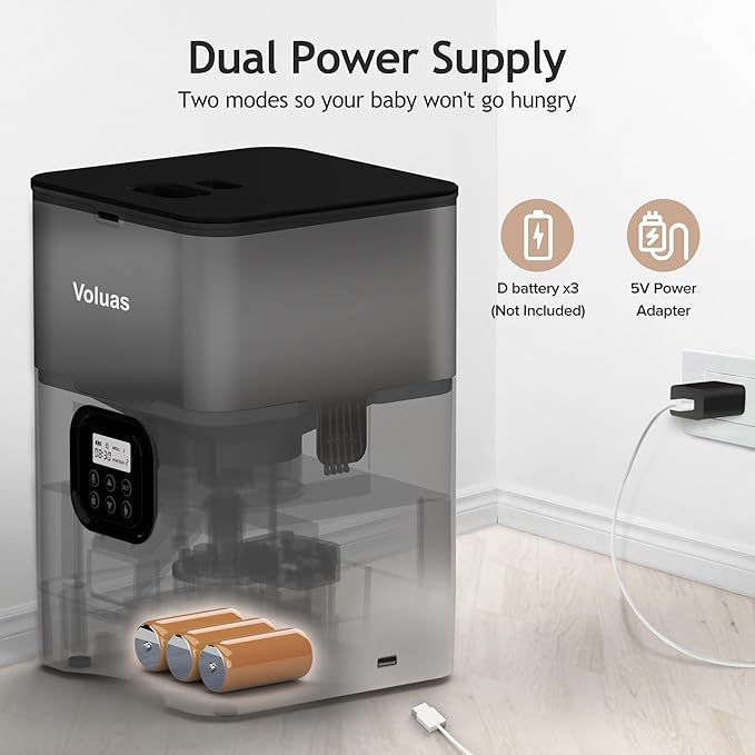 VOLUAS Automatic Cat Feeders - Pet Dry Food Dispenser with Timer, Automatic Cat Feeders with Desiccant Bag, Programmable Portion Size Control 4 Meals Per Day, 10s Voice Recorder