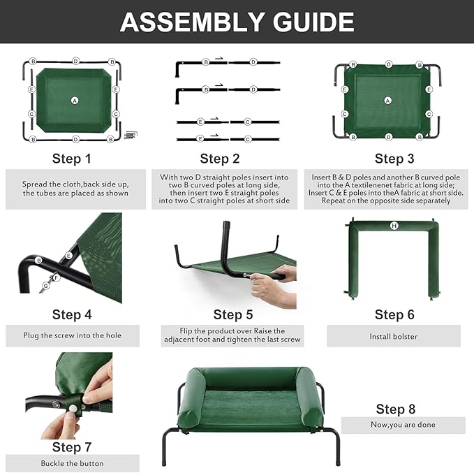 RRPETHOME Large Elevated Cooling Dog Bed, Raised Dog Cot Beds for Large Dogs, Elevated Outdoor Pet Cot, Chew Proof Portable Cooling Pet Cot with Skid-Resistant Feet and Breathable Mesh