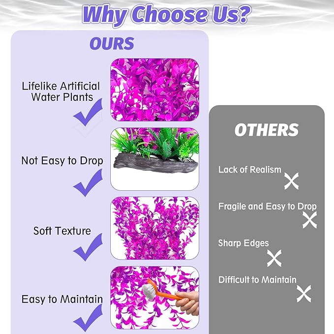 Hamiledyi Aquarium Plastic Plants Aquarium Decor Artificial Fish Tank Plants,Tall Fish Tank Decorations, Extra Large Aquarium Plant 20.4-inch Tall,1PCS