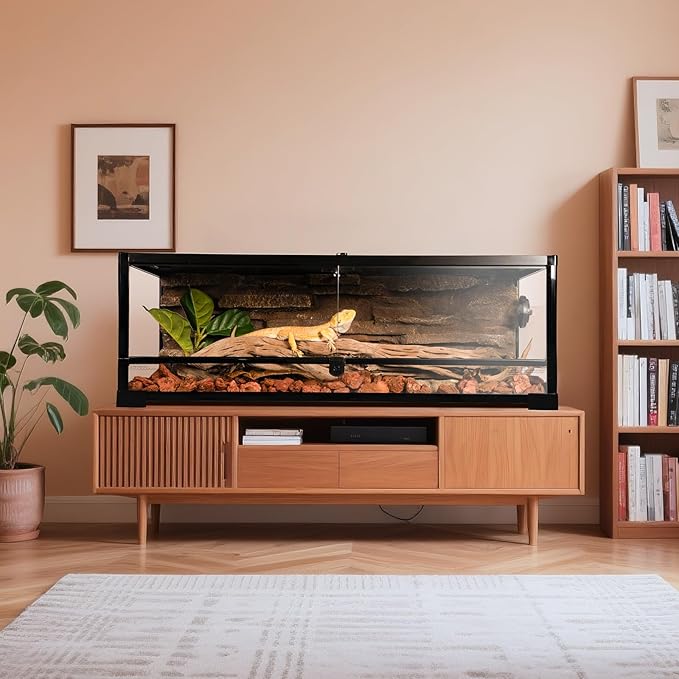 Tempered Glass Reptile Tank, 36" x 18"x 12" Front Opening Terrarium with Top Screen Ventilation & Water-Holding Bottom, 35 Gallon Reptile Enclosure for Bearded Dragon, Snake, Leopard Gecko