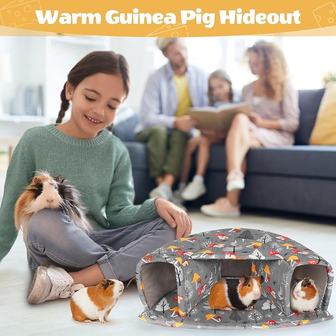 Unicorn Catcher Guinea Pig Hideout - Large Cozy Bed, Warm House, Washable Tunnel Accessories for Small Pets: Hamster, Chinchilla, Bunny