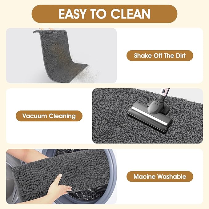 IM HOME Extra Large 60" x 36" Grey Dog Door Mats for Muddy Paws, Chenille Absorbent Dog Mat, Non Slip Heavy Mud Mat for Dogs, Soft Pet Bed Mat for Entryway, Mud Paws, Inside Floor