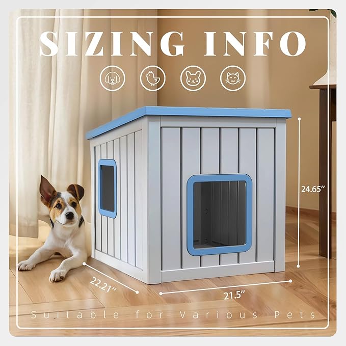 DRATO Dog House Indoor and Outdoor with Weatherproof Roof Removable Floors for Small to Middle Sized Dogs Easy to Assemble