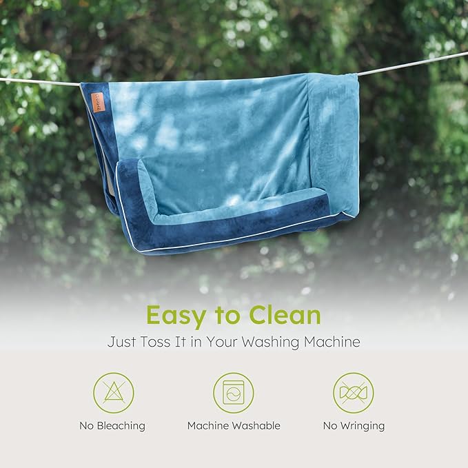 XXL Dog Bed for Extra Large Dogs, Giant Orthopedic Dog Bed with Cooling Gel Memory Foam, Waterproof Pet Bed with Removable Washable Cover, 53" Pet Sofa Bed Dutch Velvet with Bone Toy, Navy Blue