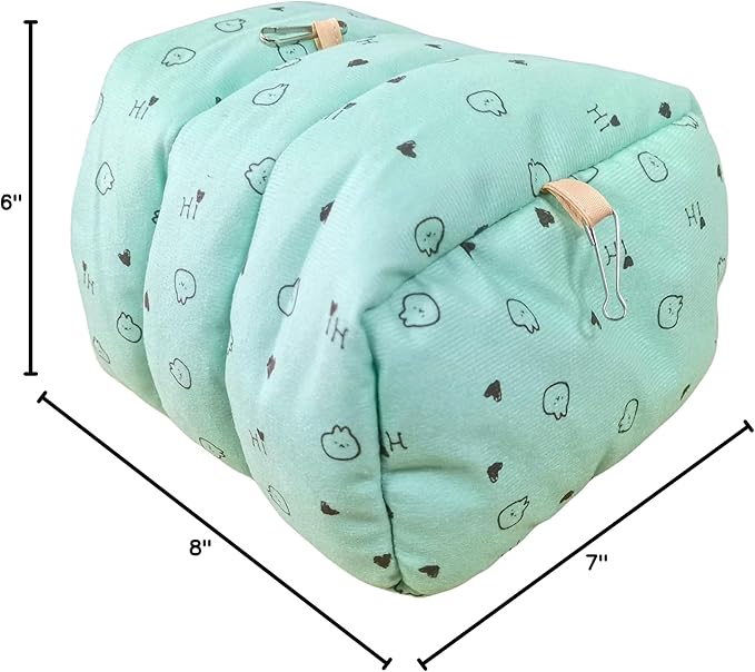 WOWOWMEOW Guinea Pigs Bed,Hamster Bed,Soft Sleep Mat Pad and Warm Cave for Rats,Rabbit,Chinchillas,Hedgehog,Squirrel and Other Small Animals (M, Heart-Green)