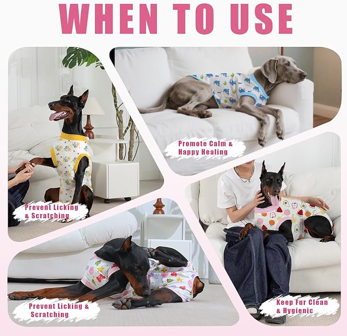Recovery Suit for Dogs After Surgery, Professional Dog Surgical Suit for Female Spay, Male Neuter, E-Collar & Cone Alternative Dog Onesie for Abdominal Wounds Skin Disease, Jellyfish, M