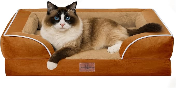 Comfort Expression Small Dog Beds Waterproof Cat Beds Orthopedic Foam Sofa Beds for Small Dogs Comfy Pet Bed with Washable Removable Cover & Non-Slip Bottom(XX-Small,Caramel)