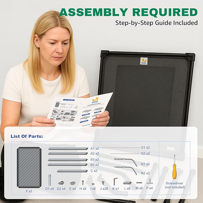 Sytopia 47'' Outdoor Elevated Dog Bed for Extra Large Dogs, Chew-Proof Pet Camping Raised Cot with Breathable Mesh - Durable Frame, Cooling Hammock Style, Anti-Slip Base, Water-Resistant, Easy Clean