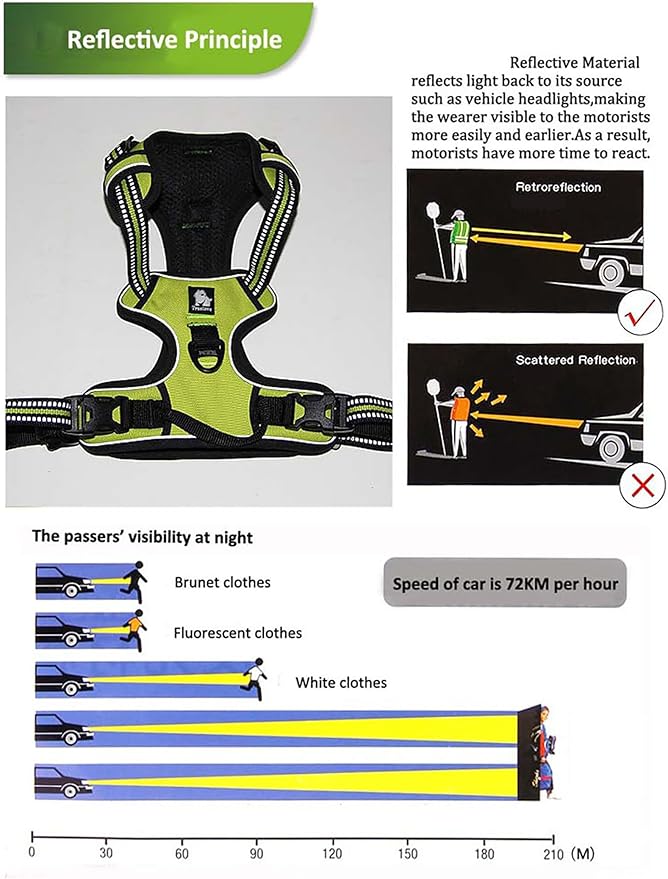 TRUE LOVE Adjustable No-Pull Dog Harness Reflective Pup Vest Harnesses Comfortable Control Brilliant Colors Truelove TLH5651(Grass Green,XS)