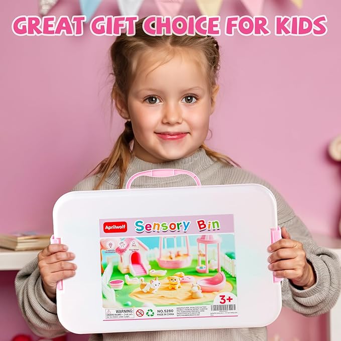 21 PCS Pet Sensory Bin, Dog & Cat Sandbox with Sand & Box, Play Sand Art Toys Kit, Pet Care Play Set, Beach Toys for Kids Ages 4-8, Birthday Gift Girls Boys 3 4 5 6 7 Years Old