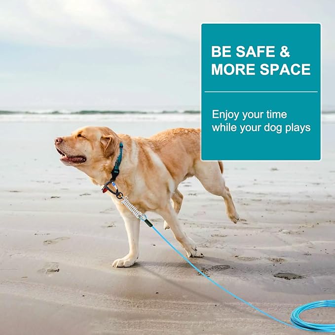 Snagle Paw Heavy Duty Long Dog Leads for Yard 150FT-1000LBS Break Strength,Dog Tie Out Cable with Swivel Lockable Hook & Spring,Chew Proof Dog Chain for Outside,Dog Run Cable for Medium Large Dogs