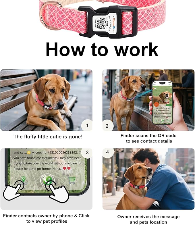 Dog Collar with Waterproof AirTag Holder & Anti-Lost QR Code, Cute Bling Warpping Adjustable Width for Small Medium Large Pet (Red, M)
