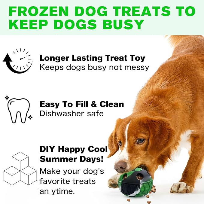 Interactive Dog Licking Toy - Freezable Fillable, Slow Feeding Puzzle Ball, Relieves Boredom and Stimulates Intelligence - This Interactive Dog Toy is Suitable for Small and Medium Breed