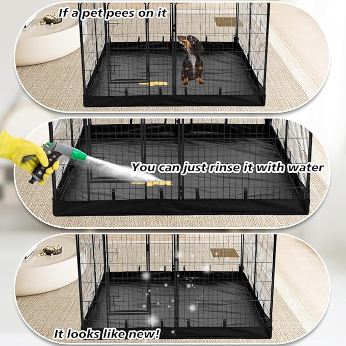 PJYuCien Rectangle Dog Playpen Bottom Pad - Fits 8 Panels 24" Width Metal Dog Pen -48"x48" Size 600D Oxford Cloth Waterproof Playpen Bottom Pad (Note:No Playpen)