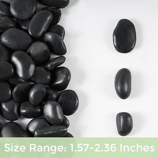 SIDONG 10 lbs Black River Rocks, 1.5-2.5 Inches Polished Pebbles for Indoor Plants, Aquarium Rocks Used in Fish Tank, Decorative Stones for Plants, Vases, Home DΓ©cor, Crafting, Garden Landscaping
