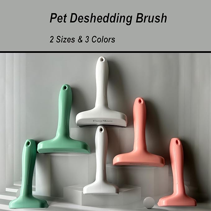 Pet Deshedding Tool with Curve Blade, Cat Grooming Brush, Tight V-shaped Teeth Shedding Comb for Cat and Small Dog (White, Small)