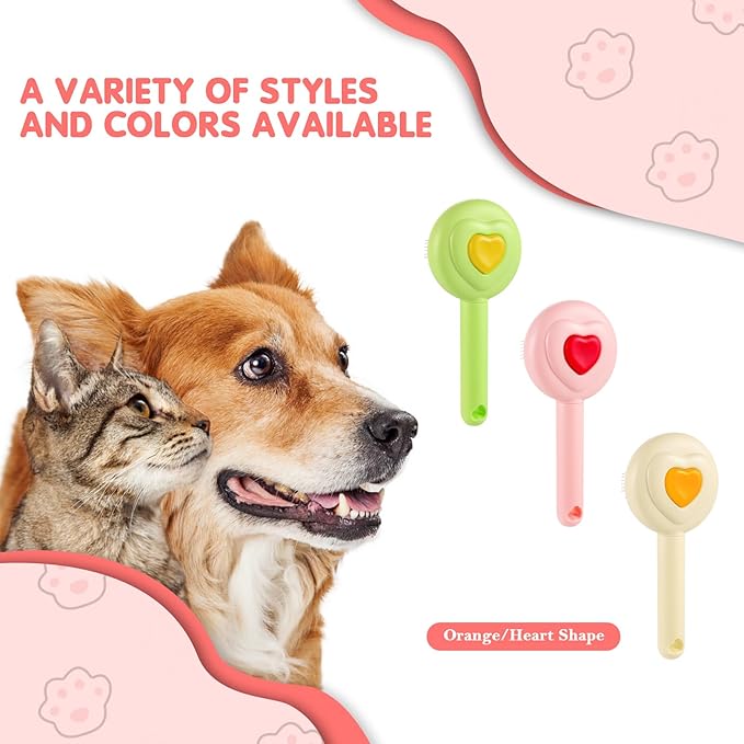 New cat brush&dog brush,pet hair brush with Self Cleaning Button Easy to remove loose undercoat,Needle-tip massage beads, no harm to the skin,Lovely Heart Series(Pink)