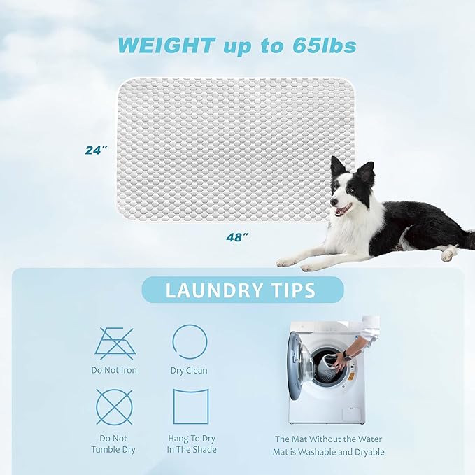 MICROCOSMOS Pet Cooling Mat & Sleeping Pad- Breathable Bubble Surface, EZ Clean. Keep Cooling for Pets, Kids and Adults in Summer.(GreyWhite, 48" x 24")
