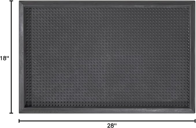 Ottomanson Indoor/Outdoor Boot Tray Non-Slip Doormat Modern Entryway Mat for Entryway Patio Backyard Garage, 17.5" x 27", Black