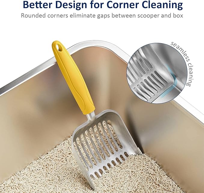 WePet Cat Litter Scoop, Aluminum Alloy Sifter, Kitty Metal Scooper, Deep Shovel, Long Handle, Poop Sifting, Kitten Pooper Lifter, Durable, Heavy Duty, for Litter Box