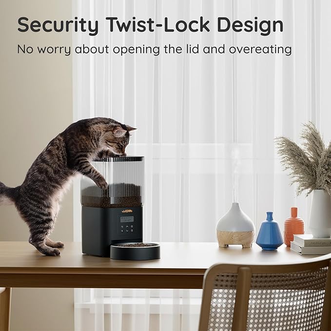 WOPET Automatic Cat Feeder (Black Cat Feeder, Regular)