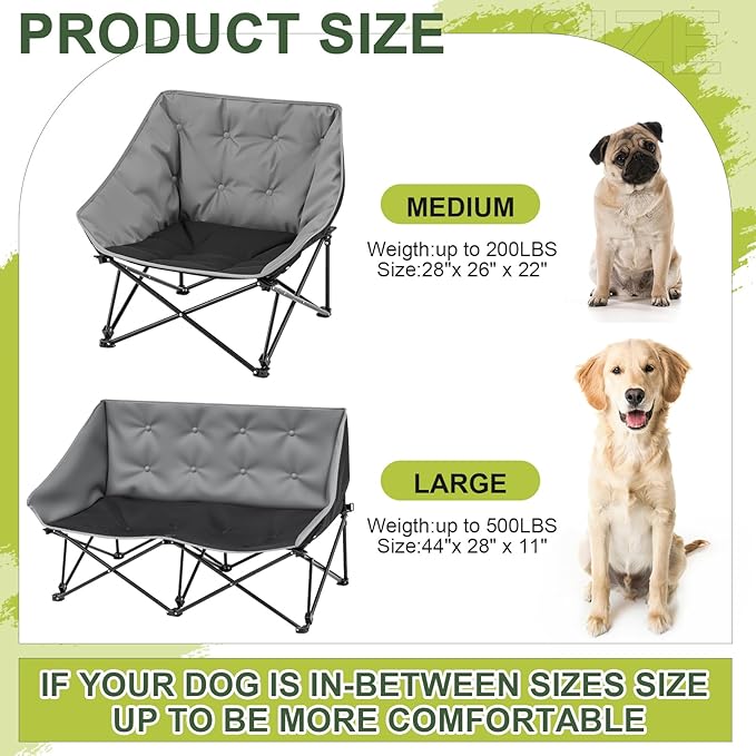 Portable Dog Camping Chairs for Dogs Raised Pet Bed for Outdoor Folding Chair Patio Lazy Puppy Cot Heavy Duty Pet Camping Gear(28x 24 x 22 Inches,Gray)