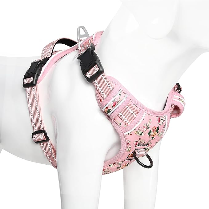 Timos Dog Harness, No-Pull Pet Harness with 2 Leash Clips, 3 Snap Buckles Adjustable Soft Padded Dog Vest, Reflective No-Choke Pet Oxford Vest with Easy Control Handle for Small Medium Large Dogs