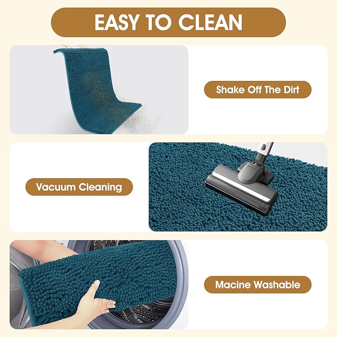IM HOME Extra Large 60" x 36" Teal Blue Dog Door Mats for Muddy Paws, Chenille Absorbent Dog Mat, Non Slip Heavy Mud Mat for Dogs, Soft Pet Bed Mat for Entryway, Mud Paws, Inside Floor