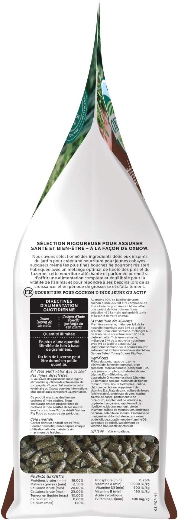 Oxbow Garden Select Guinea Pig Food, Young, Made Alfalfa for Guinea Pig, Pet Food Pellets with Vitamin C, Non-GMO, No Soy, Small Animal Pet Products, Made in USA, High Fiber, 4 lb. Bag
