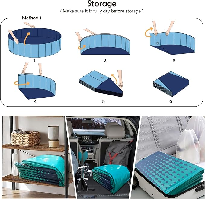 Jasonwell Foldable Dog Kiddie Pool - Hard Plastic Kids Paddling Pool Toddler Baby Swimming Pools for Backyard Collapsible Whelping Box Pet Doggie Cats Wading Pools Bathtub for Puppy Large Dogs 79In