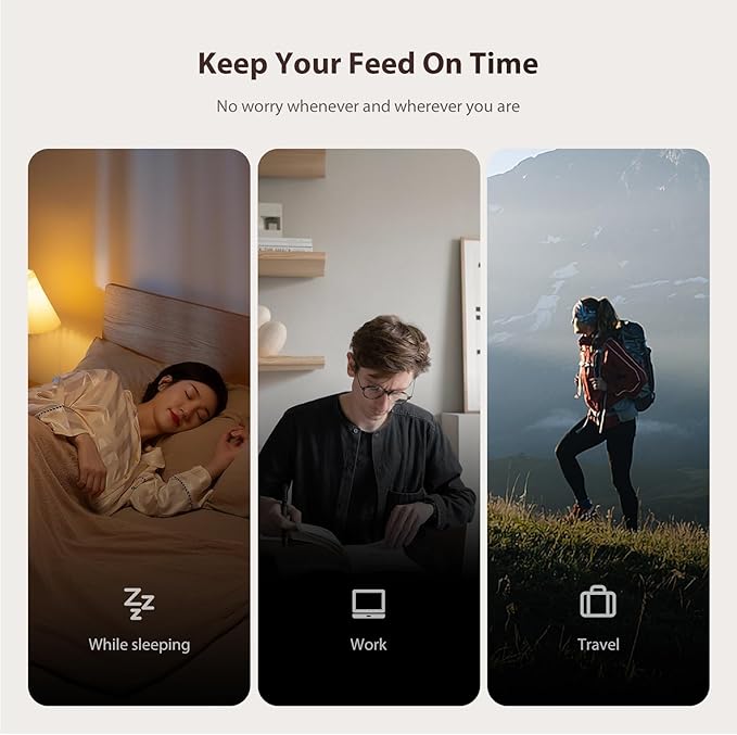 Automatic Cat Feeders, 5L Large Capacity, Timed Feeding Dry Food, Dual Power Design, Programmable Portion Size, 1-6 Meals Per Day, with Desiccant, Suitable for Small Pets Food Dispenser, Black