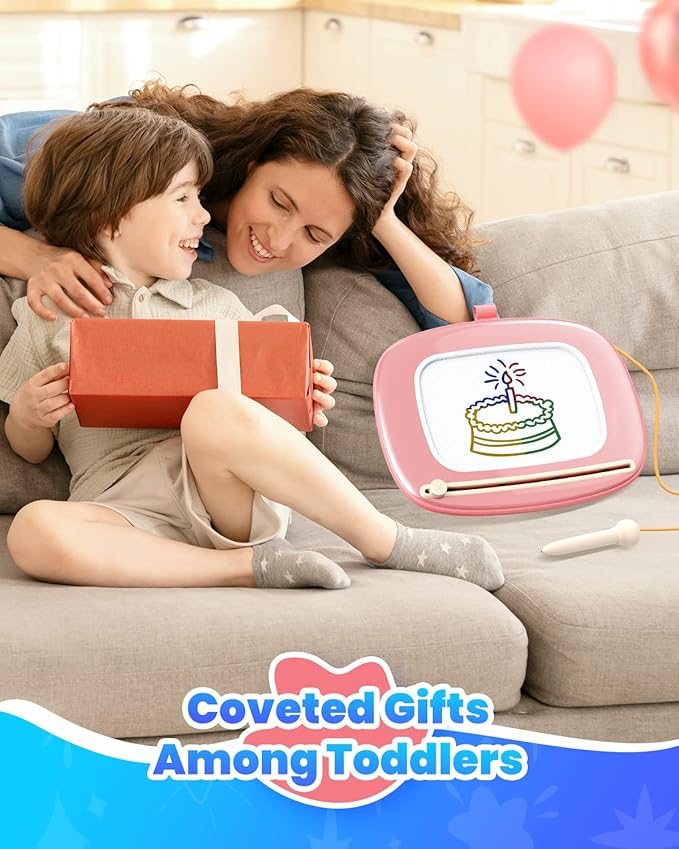 Magnetic Drawing Board, Toddler Girl Toys for 1-2 Year Old, Doodle Board Pad Learning and Educational Kids Toys for 1 2 3 Year Old Baby Girl Birthday Christmas GIF- Pink