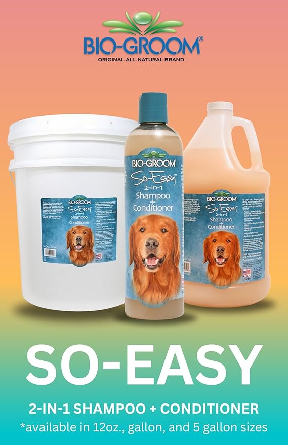 Bio-Groom So Easy 2 in 1 Shampoo & Conditioner - Dog & Puppy Shampoo and Conditioner 5 Gallon, Detangling Dog Wash, Bulk Size for Grooming, Soap Free, 12:1 Concentrate - Tropical Fruit Scent, 5 Gallon