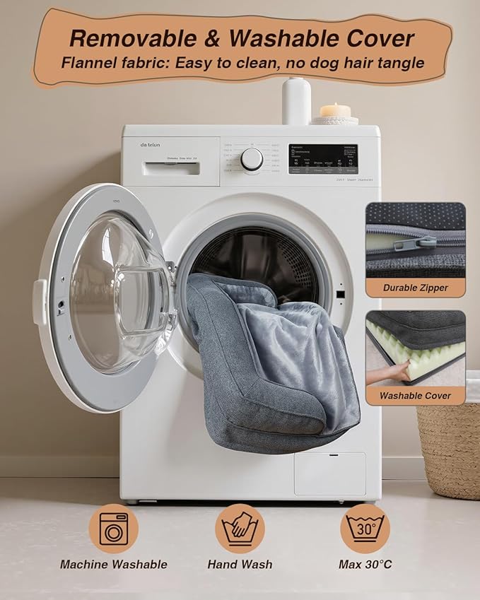 KSIIA Orthopedic Dog Bed for Small Dogs,Washable Pet Sofa with U-Shaped Bolster Removable Waterproof Cover Non-Slip Bottom and Egg-Crate Orthopedic Foam Pet Couch Bed, 29 x 18 Inch, Dark Gray