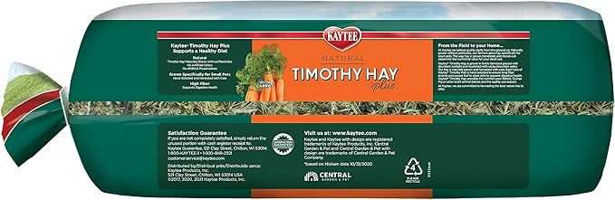 Kaytee Timothy Hay Plus Carrots for Pet Guinea Pigs, Rabbits & Other Small Animals, 24 oz (Pack of 2)