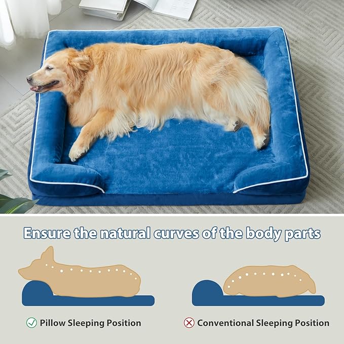 WNPETHOME Dog Beds for Large Sized Dogs, Washable Orthopedic Dog Couch Sofa Bed with Waterproof Lining & Non-Skid Bottom for Pet Sleeping