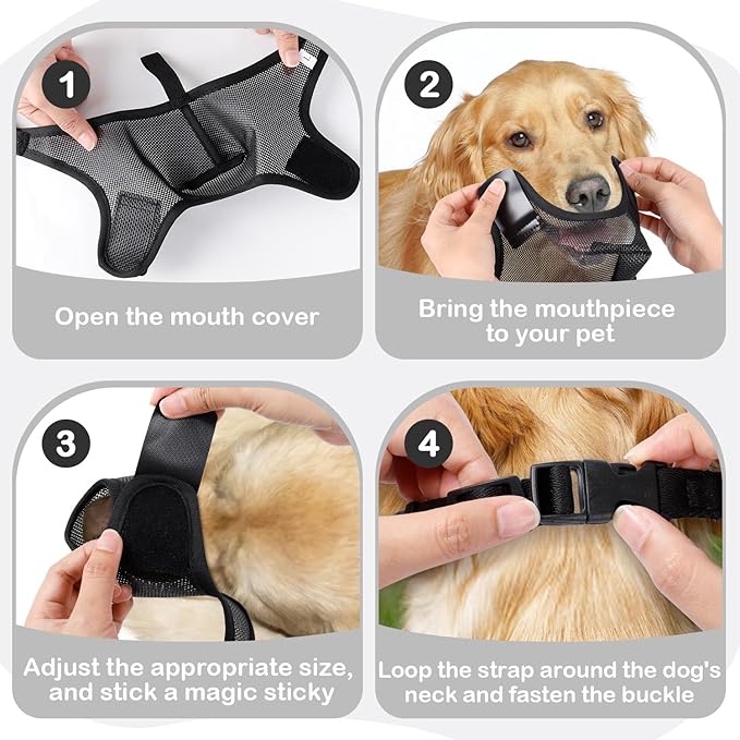 Dog Muzzle, Soft Air Mesh Muzzle for Small Medium Large Dogs Anti Biting Barking Chewing Scavenging, Breathable Adjustable Loop Pets Muzzle with Front Opening Design Allows Panting Drinking (Black,L)