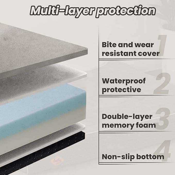 Laifug Orthopedic Memory Foam Dog Bed Extra Large Dog Bed with Pillow and Durable Water Proof Liner & Removable Washable Cover & Smart Design(Dark Grey)