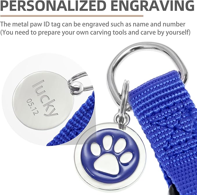 PUPTECK No Pull Dog Harness Soft Adjustable Basic Nylon Step in Puppy Vest Outdoor Walking with ID Tag and A-ir Tag Case, Navy Blue, S