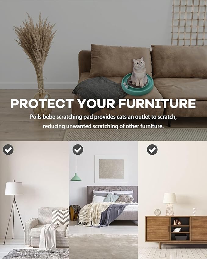 Interactive Cat Ball Track Toy for Indoor Cats, Cat Scratching Board & Exercise Set for Bored Indoor Adult and Kitten Mental & Physical Stimulation, with Spare Ball to Prevent Loss (Green)