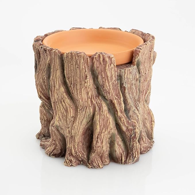 Reptile Hide Cave Resin – Moisture Keeping Reptile Shelter with Clay Water Basin for Leopard Gecko, Snake, Lizard, Amphibians – Humidifying Help Shedding & Natural Habitat Design,2in1