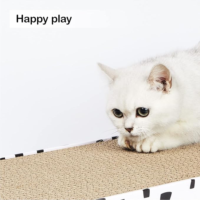 PAWSFANS Cat Scratcher Cardboard Scratch Pad with Box Durable Corrugate Scratching Board Kitty Sofa Lounge Bed Reversible Catnip Included for Indoor Cats,Large (Box, 3pcs)